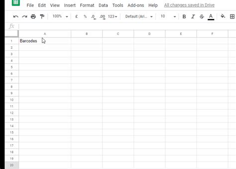 Barcode Scanner Google Docs