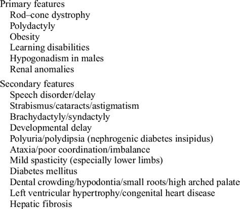 bardet-biedl syndrome diagnostic criteria