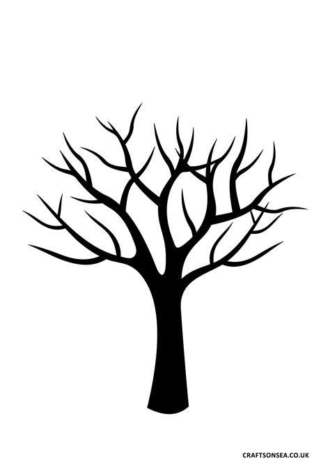 Bare Tree Template Printable Tree Stencil for Art and Crafts