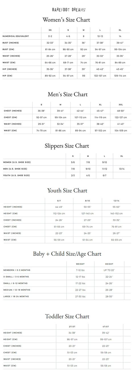 Barefoot Dreams Size Guide