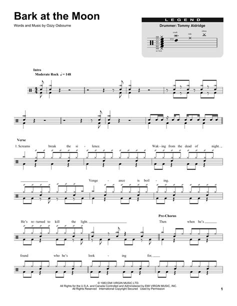 Bark At The Moon Drum Tab