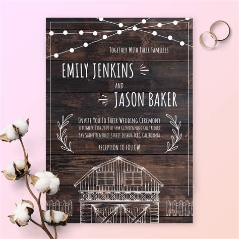 Rustic Red Barn Wedding Invitation with Folding Doors and Etsy Red