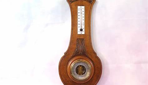 Baromètre thermomètre ancien en bois sculptée