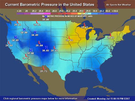 barometric pressure current us map