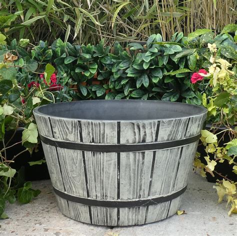 barrel garden pots