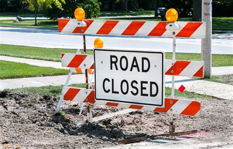 barricades and signs