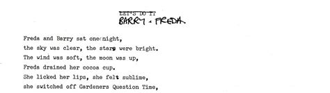 Subject Barry And Freda Lyrics More