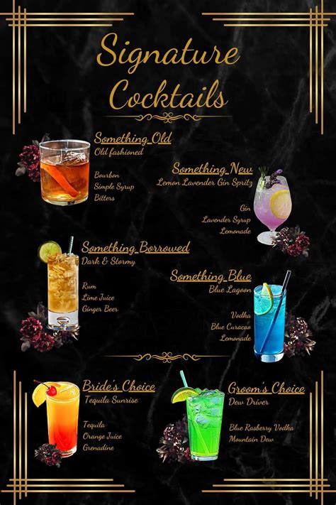 Bartender Drink Menu