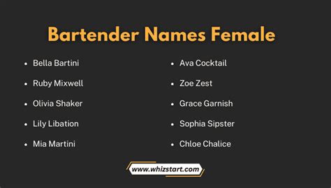 Bartender Names Female