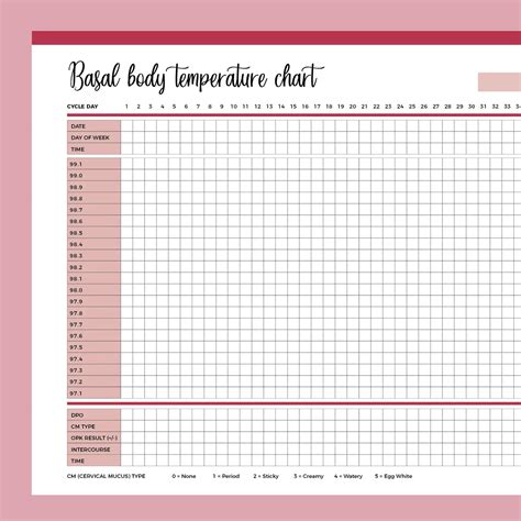 Basal Temperature Tracking Chart