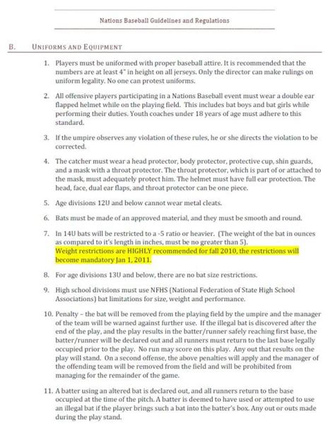 Baseball Bat Rules High School