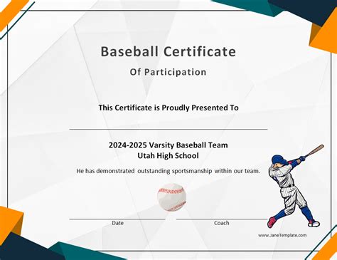 Baseball Certificate Template Word
