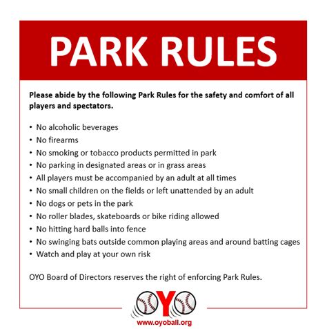 Baseball Park Rules
