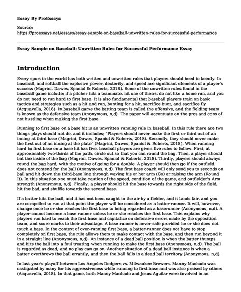 Baseball Rules Essay