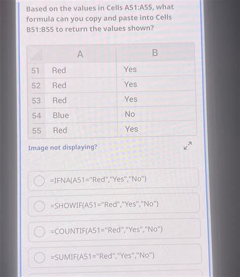 based on values in cells a51 a55