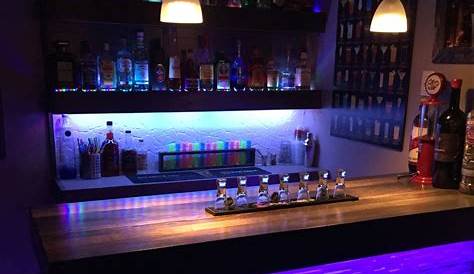 Basement Bar With Led Lights Basement Decor Basement Bar Bar Led