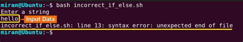 bash if else syntax error unexpected end of file