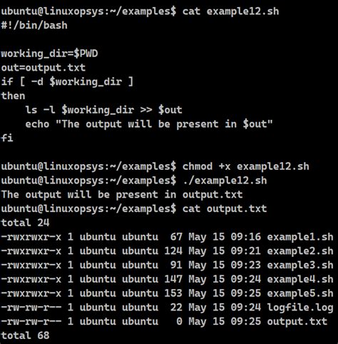 bash list example