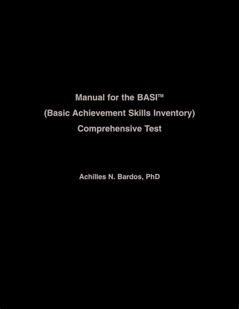 Basic Achievement Skills Inventory Pdf