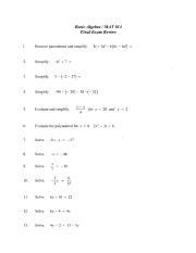 basic algebra mat 014 final exam review