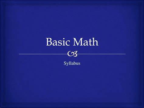 basic algebra syllabus