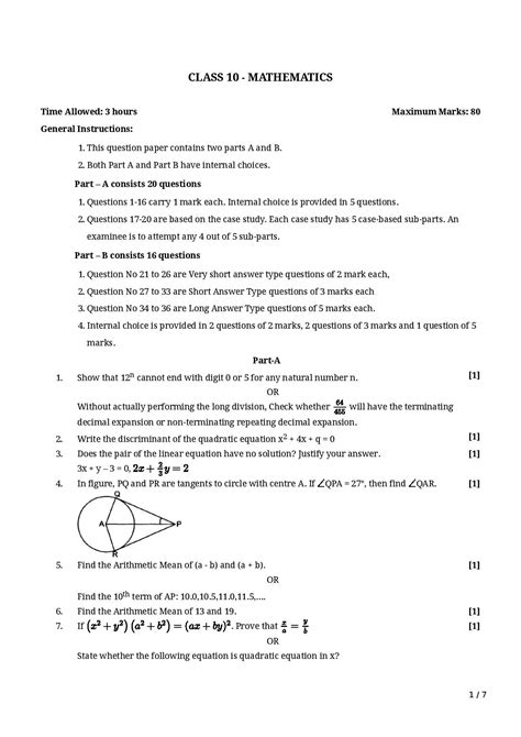 basic and standard maths in class 10