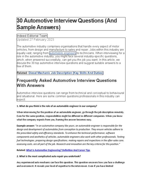 Basic Automotive Interview Questions  What To Expect And How To Prepare