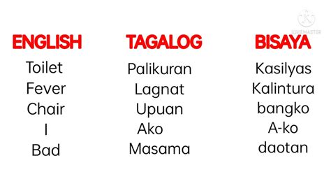basic bisaya words with meaning