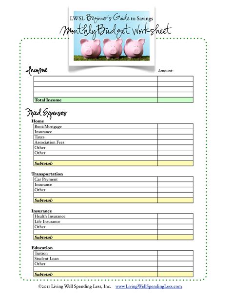 basic budgeting worksheet