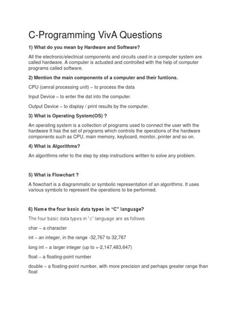 basic c programming questions for viva