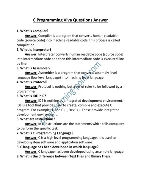 basic c programming viva questions and answers pdf