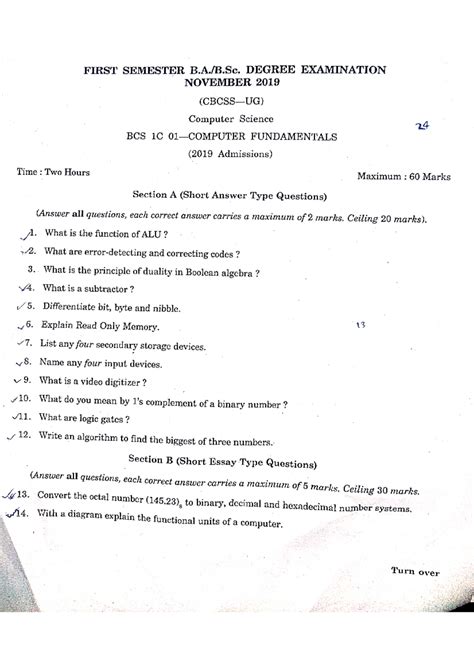 Basic Computer Exam Paper