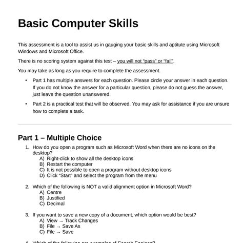 basic computer knowledge test pdf