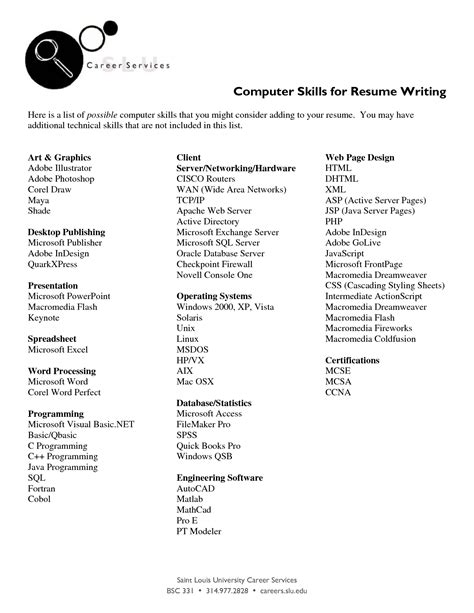 basic computer skills list for resume