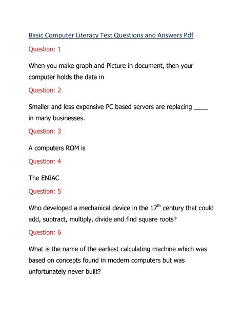 basic computer skills questions and answers pdf