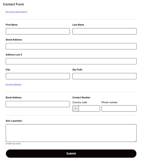 basic contact information form template