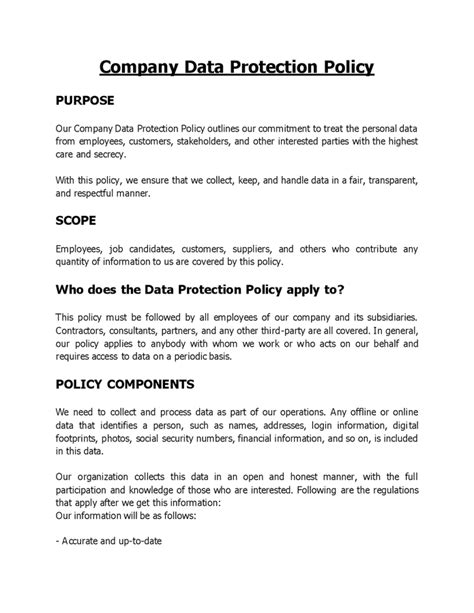 basic data protection policy