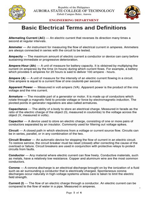 basic electrical terms and definitions pdf