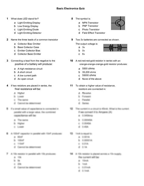 basic electronics quiz questions with answers pdf