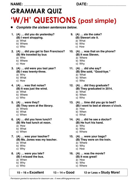 basic english grammar questions with answers