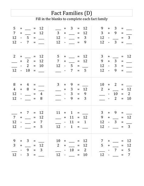 Basic Fact Math Worksheets