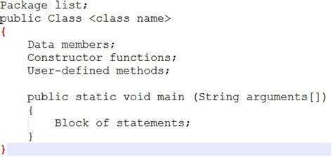 basic java code structure