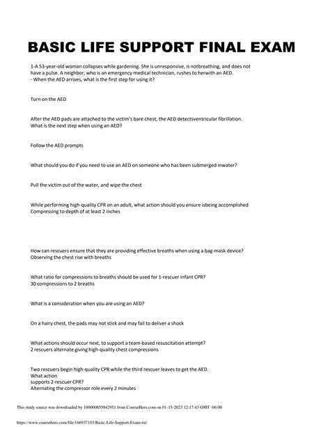 Basic Life Support Final Exam A