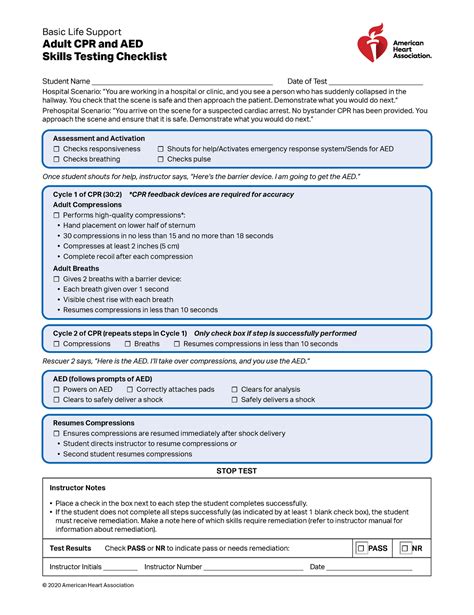 basic life support skills checklist
