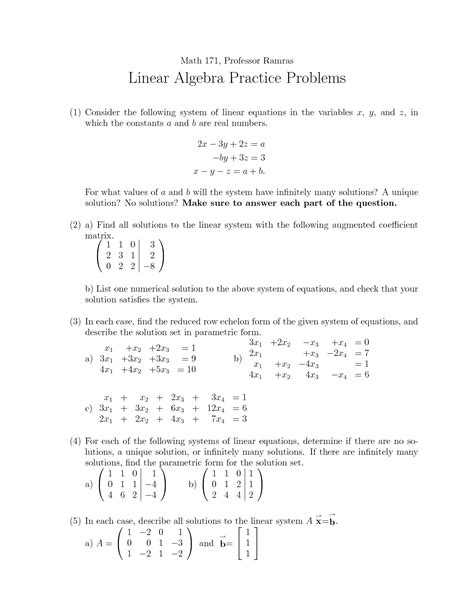 Basic Linear Algebra Problems