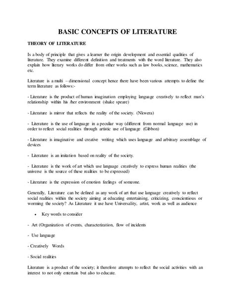 basic literature foundation of the study example