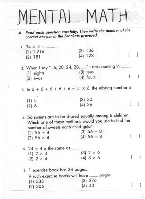 basic maths questions for class 4