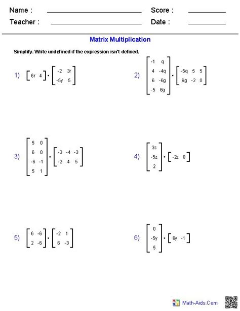 basic matrix multiplication questions