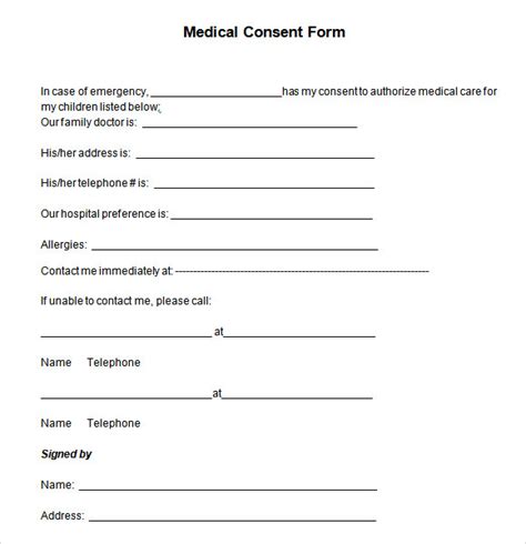 basic medical consent form template