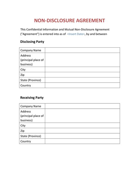 basic non disclosure agreement template pdf